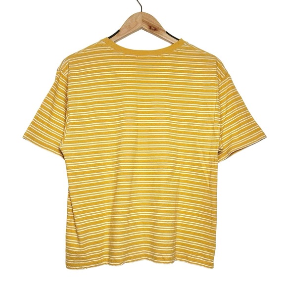 Brandy Melville | Women | Aleena Mustard Yellow Striped Boxy Tee | One Size - Picture 3 of 12